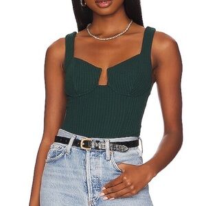 NWOT ASTR Aria Emerald Bustier Cut Out Bodysuit